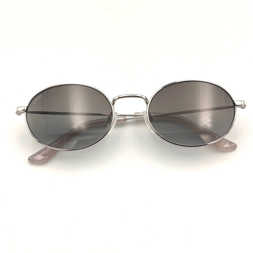 SWWAY Oval Sunglasses Unisex Slim Metal Bio-Material Silver Gray Pink Y2K Retro